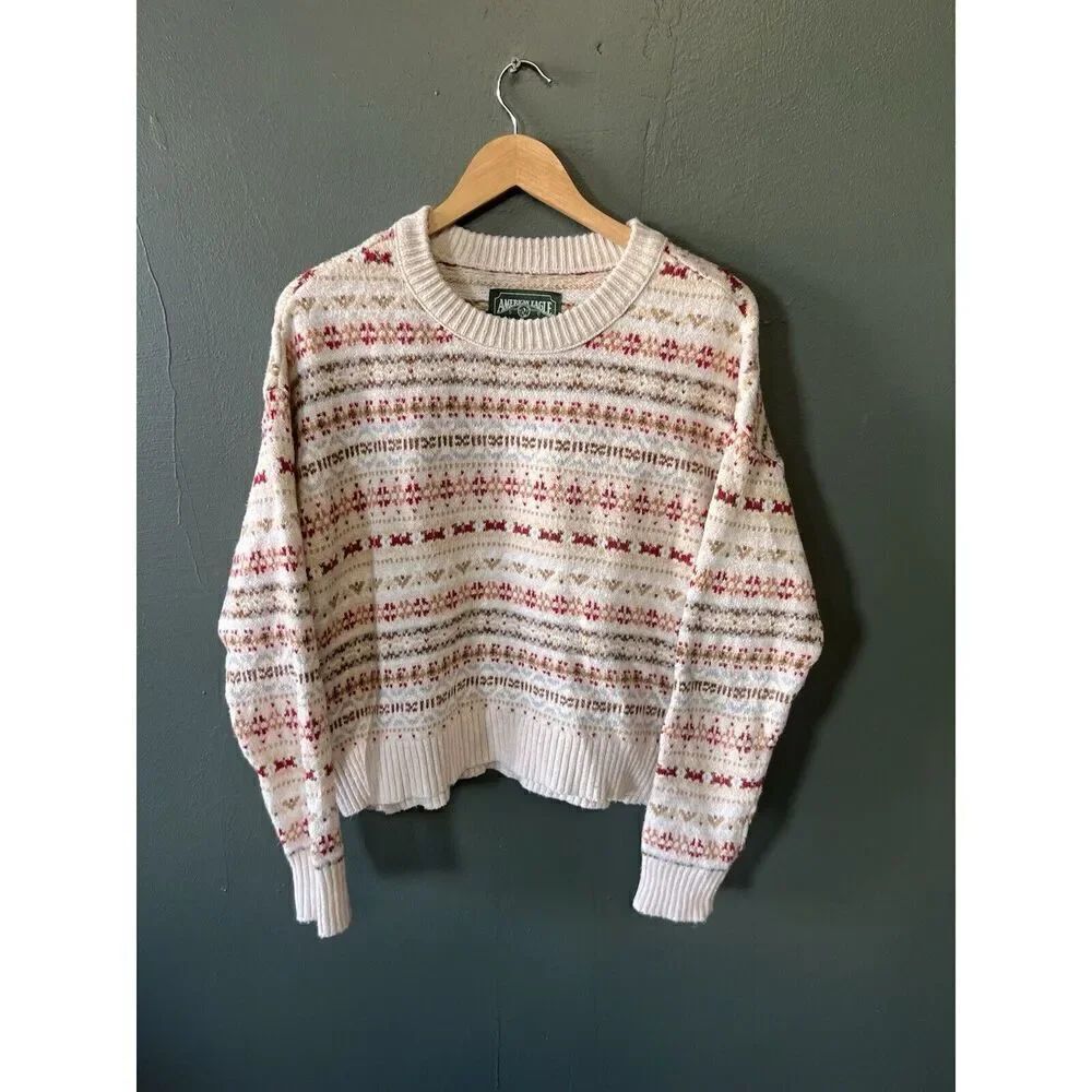 American Eagle Womens Knit Multicolor Pullover Sweatshirt Size Medium